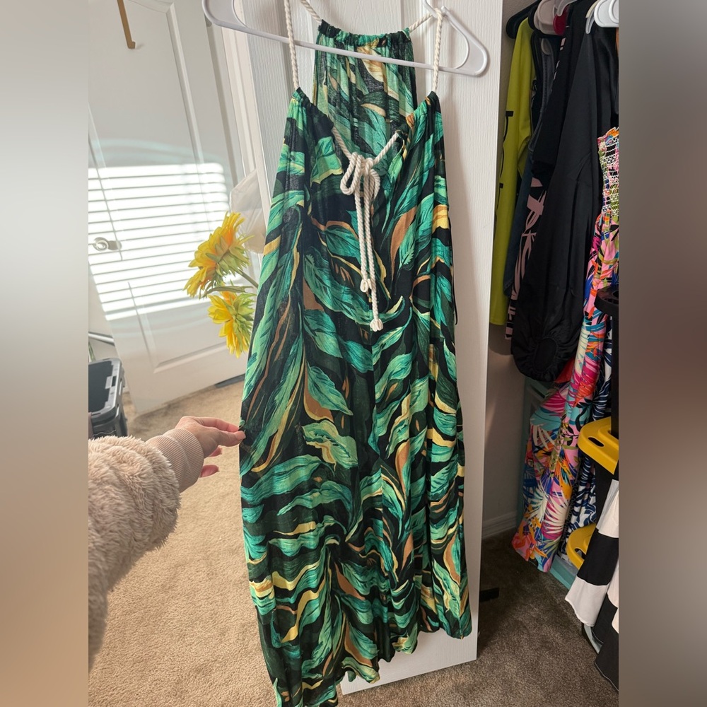 Rachel Zoe Green and Black Patterned Dress